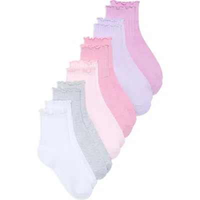 Yogalicious 6-pack Ruffle Edge Crew Socks In Pink