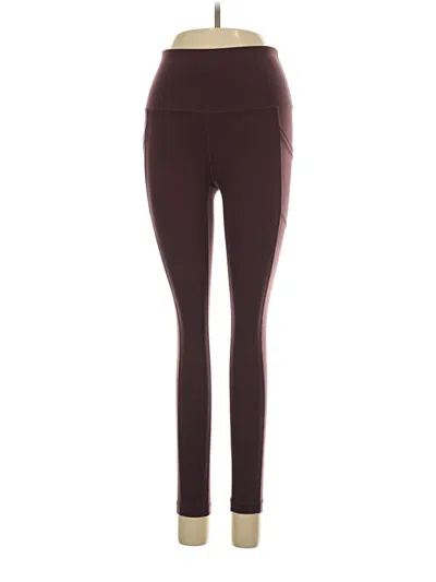 Pre-owned Yogalicious Active Pants In Burgundy