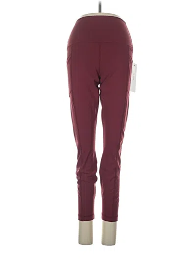 Pre-owned Yogalicious Active Pants In Burgundy