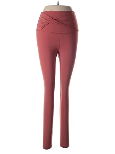 Pre-owned Yogalicious Active Pants In Burgundy
