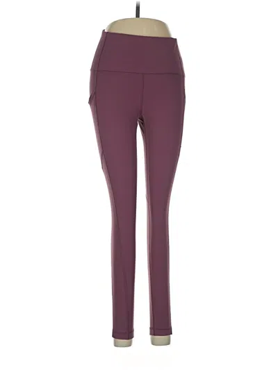 Pre-owned Yogalicious Active Pants In Burgundy