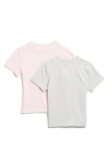 Yogalicious Airlite 2-pack Cotton Blend Crewneck T-shirts In Chalk Pink/micro Chip