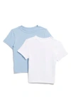 Yogalicious Airlite 2-pack Cotton Blend Crewneck T-shirts In Forever Blue/white
