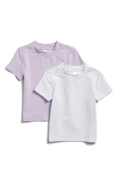 Yogalicious Airlite 2-pack Cotton Blend Crewneck T-shirts In Pastel Lilac/white