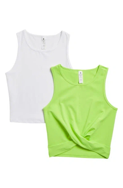 Yogalicious Airlite 2-piece Tank Top Set In Sharp Green/white