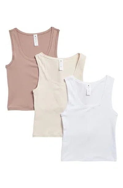 Yogalicious Airlite Pure Love 3-pack Tanks In Antler/crystal Gray/white