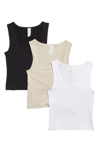 Yogalicious Airlite Pure Love 3-pack Tanks In Nacreous Cloud/beige/white
