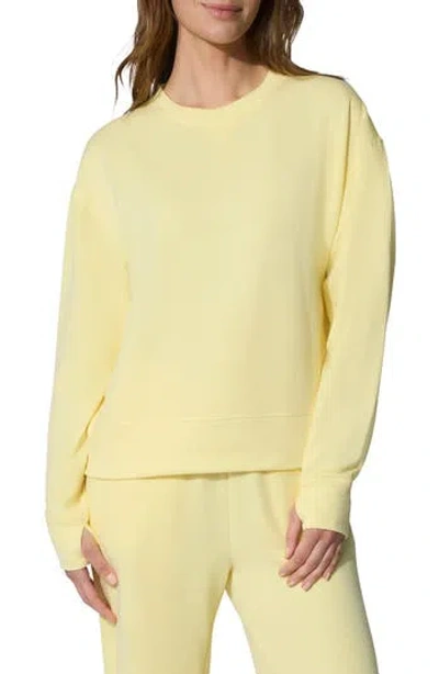Yogalicious All Day Long Brushed Terry Sweatshirt & Leggings Set In Yellow