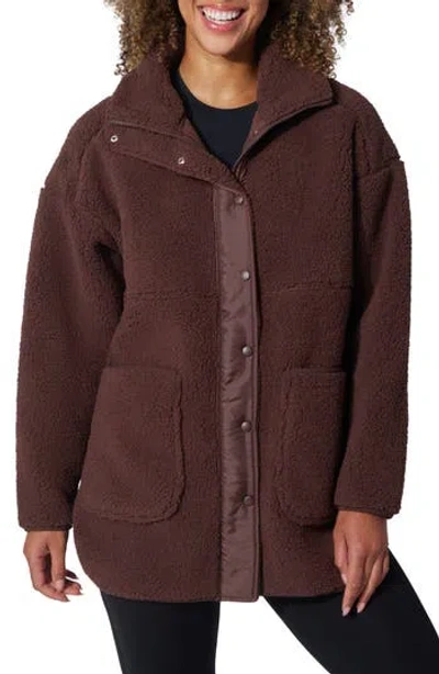 Yogalicious Arctic Avenue Faux Shearling Jacket In Brown