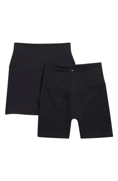 Yogalicious Assorted 2-pack Lux Crossover V-waist Shorts In Black