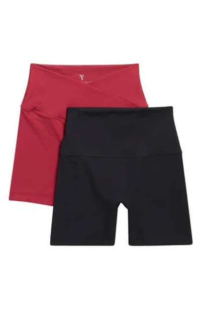Yogalicious Assorted 2-pack Lux Crossover V-waist Shorts In Multi