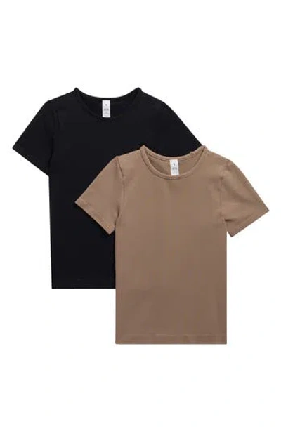 Yogalicious Assorted 2-pack Skin T-shirts In Black