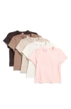 Yogalicious Assorted 5-pack Airlite Melissa Mock Crop T-shirt In Chocolate Torte-leafless
