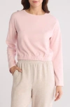 Yogalicious Breathless Fleece Crop Crewneck Sweatshirt In Lotus