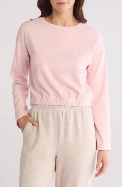 Yogalicious Breathless Fleece Crop Crewneck Sweatshirt In Lotus
