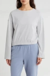 Yogalicious Breathless Fleece Crop Crewneck Sweatshirt In Micro Chip