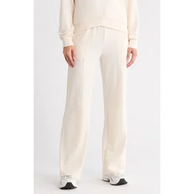 Yogalicious Brushed French Terry Endless High Waist Wide Leg Pants In Neutral