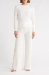 Yogalicious Brushed Ribbed Long Sleeve Top & Pants Pajamas In White