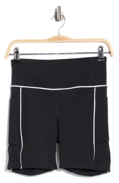 Yogalicious Butter Tech Tribeca High Waist Pocket Bike Shorts In Black