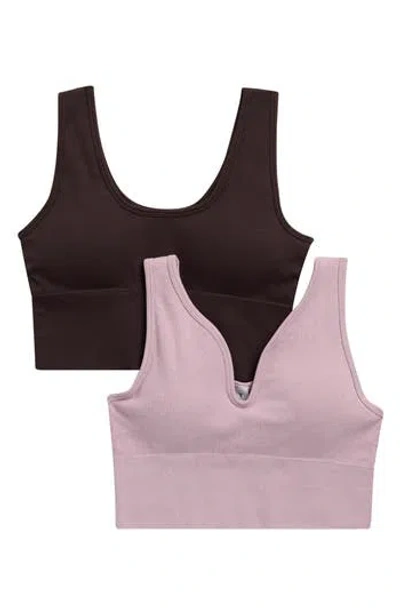 Yogalicious Calla 2-pack Seamless Ribbed Sports Bras In Pink