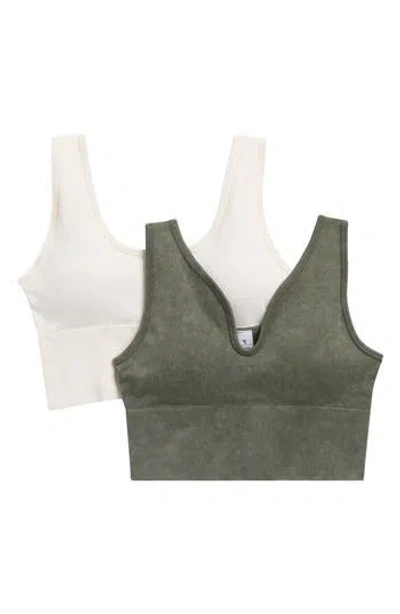 Yogalicious Calla 2-pack Seamless Ribbed Sports Bras In White