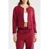 Yogalicious Cloud Plush Prime League Bomber Jacket In Red