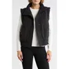 Yogalicious Crinkled Puffer Vest In Black