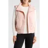 Yogalicious Crinkled Puffer Vest In Pink