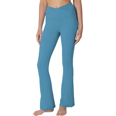 Yogalicious Crossover Flared Leggings In Blue