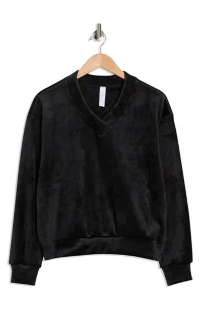 Yogalicious Dreamy Rib Coffee Run Sweatshirt In Black