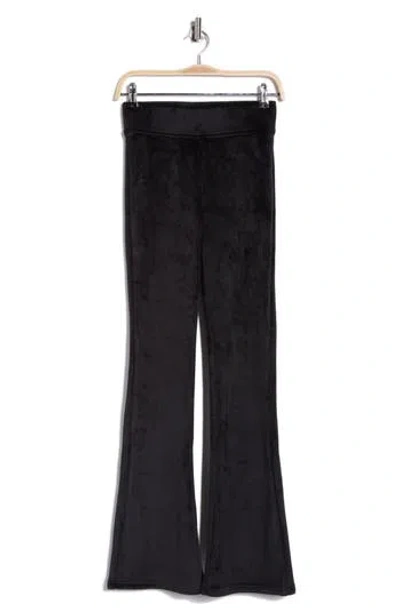 Yogalicious Dreamy Ribbed Velour Flare Leg Pants In Black