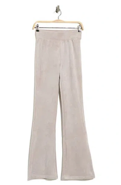 Yogalicious Dreamy Ribbed Velour Flare Leg Pants In Neutral
