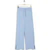 Yogalicious Ease Of Mind Scuba Loose Fit Wide Leg Pants In Rain Washed-blue Fog
