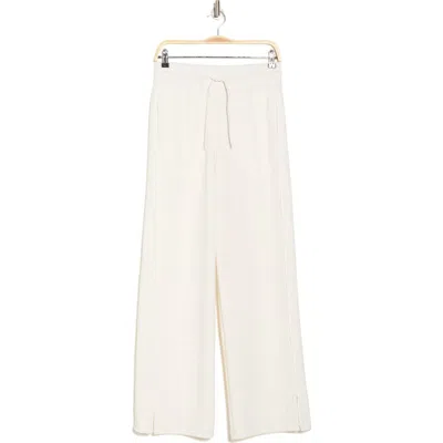 Yogalicious Ease Of Mind Scuba Loose Fit Wide Leg Pants In Seaside Sand-gardenia