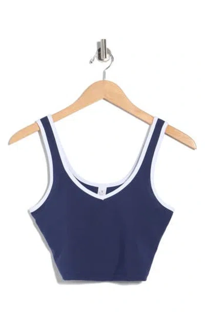 Yogalicious Emmy Double Jersey Crop Tank In Blue