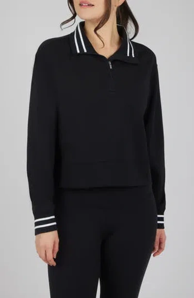 Yogalicious Georgetown Scuba Knit Half-zip Pullover In Black