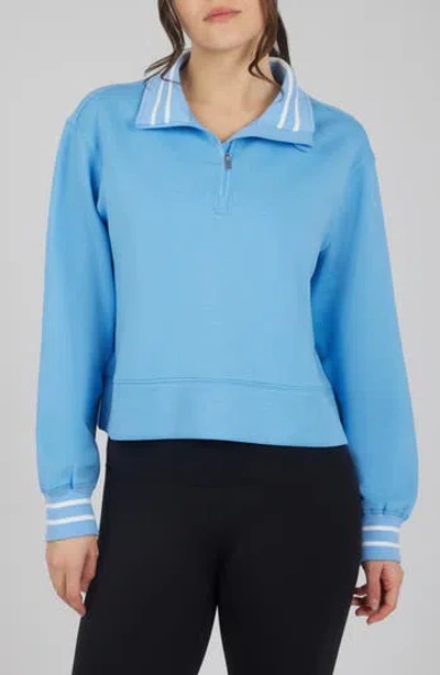 Yogalicious Georgetown Scuba Knit Half-zip Pullover In Little Boy Blue