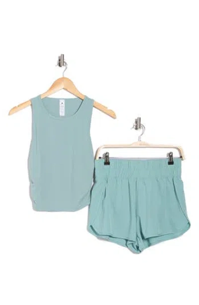 Yogalicious Heavenly Phoebe Rib Knit Crop Tank & Hi-rise Shorts 2-piece Set