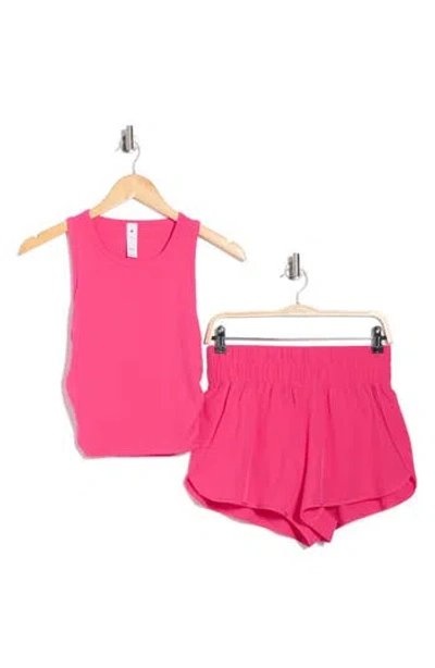 Yogalicious Heavenly Phoebe Rib Knit Crop Tank & Hi-rise Shorts 2-piece Set