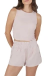 Yogalicious Heavenly Phoebe Rib Knit Crop Tank & Hi-rise Shorts 2-piece Set In Lotus