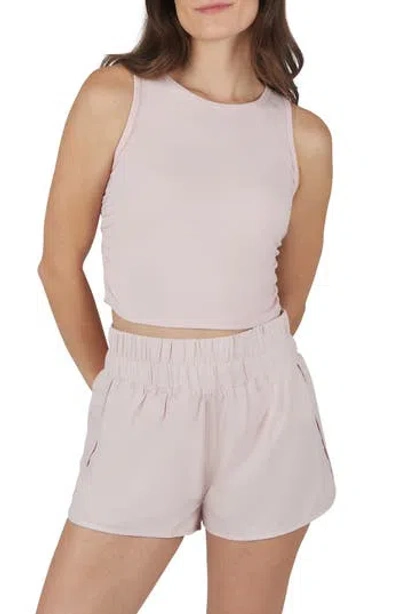 Yogalicious Heavenly Phoebe Rib Knit Crop Tank & Hi-rise Shorts 2-piece Set In Lotus