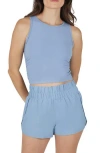 Yogalicious Heavenly Phoebe Rib Knit Crop Tank & Hi-rise Shorts 2-piece Set In Rain Washed