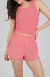 Yogalicious Heavenly Phoebe Rib Knit Crop Tank In Sun Kissed Coral