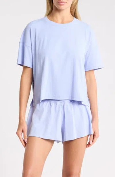 Yogalicious Heavenly Ribbed Deluxe Boxy Crop T-shirt In Blue