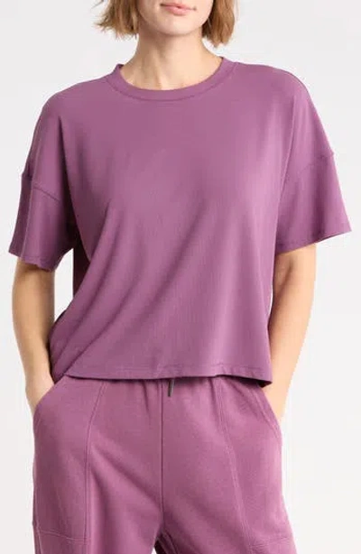 Yogalicious Heavenly Ribbed Deluxe Boxy Crop T-shirt In Purple