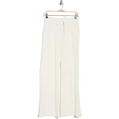 Yogalicious High Waist Brushed Terry Wide Leg Leggings In Sugar Swizzle