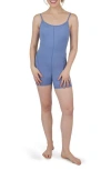 Yogalicious Illusion Rib Lotus Romper In Blue