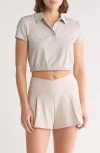 Yogalicious Jane Waffle Crop Polo In Nacreous Cloud