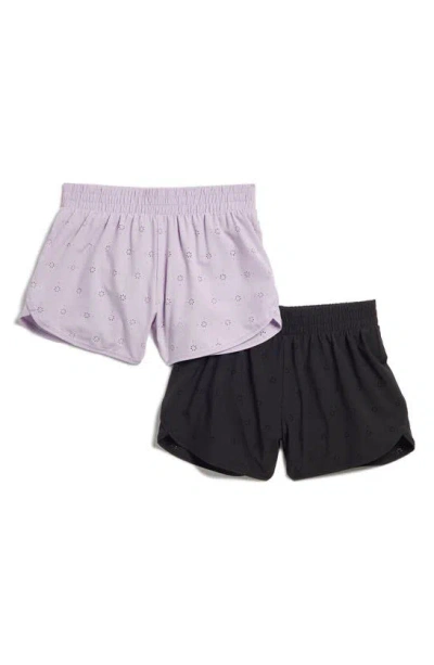 Yogalicious Kids' 2-pack Running Shorts In Pastel Lilac/ Black