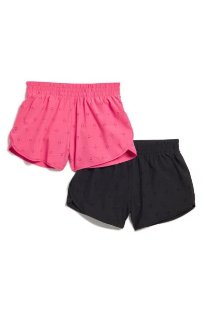 Yogalicious Kids' 2-pack Running Shorts In Raspberry Sorbet/ Black